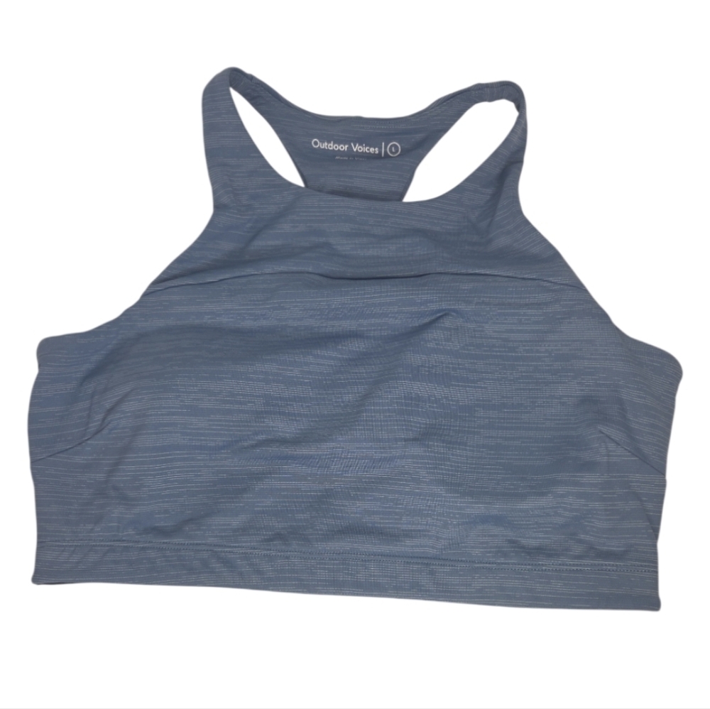 Outdoor Voices Move Free Blue Techsweat Crop Top Sports Bra Size L